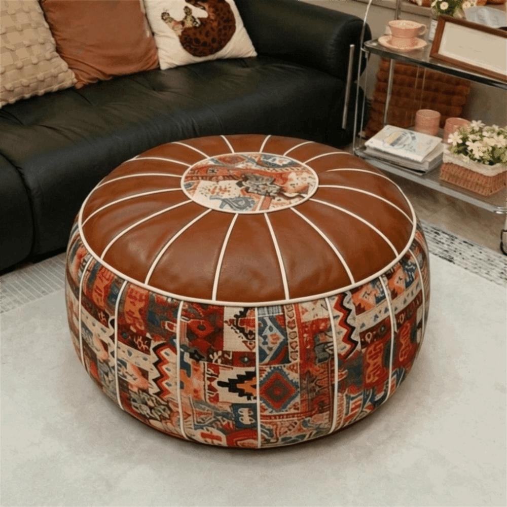 Unstuffed Pumpkin Pouf Cover Leather Storage Bag Fillable Design Sofa Stool Cover Meditation Use