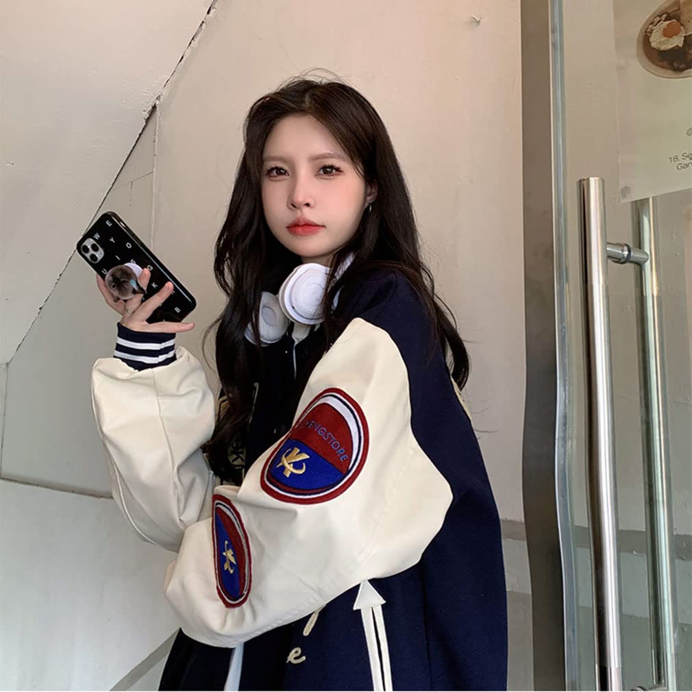 BARYPORY Stadium Street Stadium Hip Loose Long Unisex Jacket, Patchwork, Style, Stylish, Jumper, Outerwear, Oversized, Casual, Hop, Fit, Sleeve, (Size