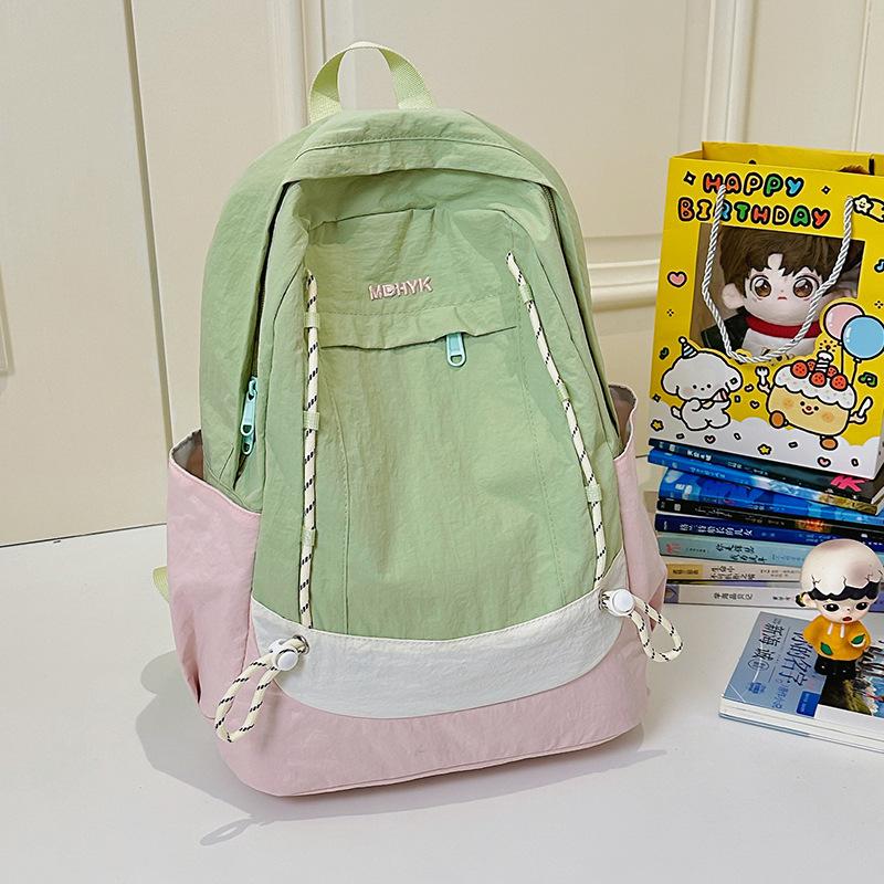 Schoolbag Korean ins Contrast Color Splicing Backpack Women's Lightweight Versatile Junior High School Student High School Student School Bag 