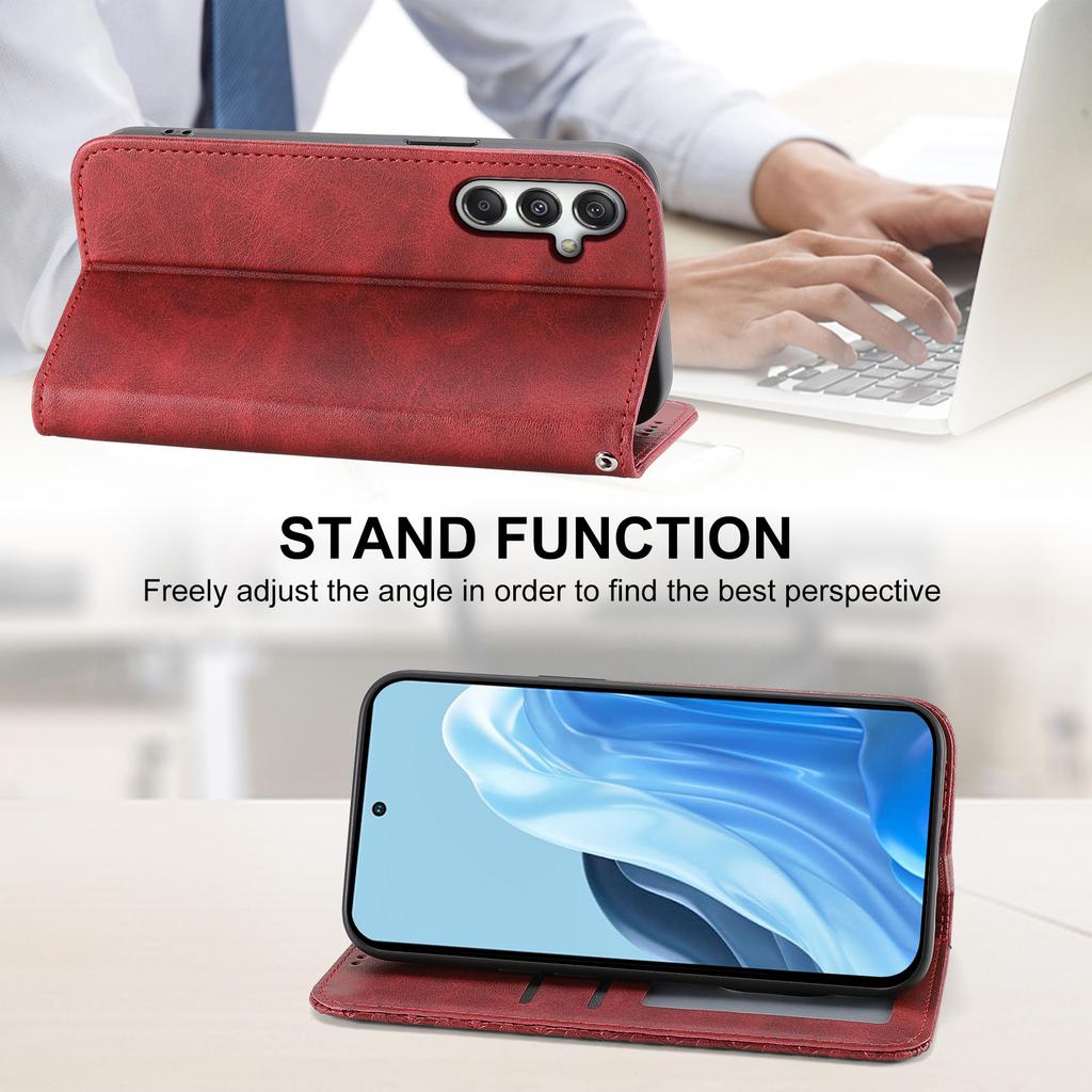 Für Samsung Galaxy M35 5G Hülle Kalbsledertextur PU-Leder Handyhülle mit Brieftasche