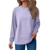Women's Fashion Loose Round Neck T-Shirt Solid Color Casual Long Sleeve Top