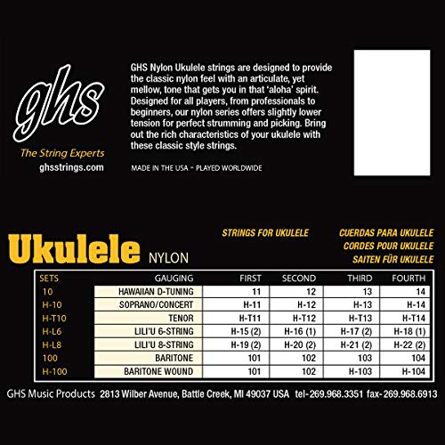 Ghs Standard Ukulele Strings, Clear Nylon #10