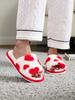 Fashion Women's Autumn Colorful Low Platform Plush Slippers Love Print Fluffy Cotton Shoes Casual Home Woman Man zapatos de mujer