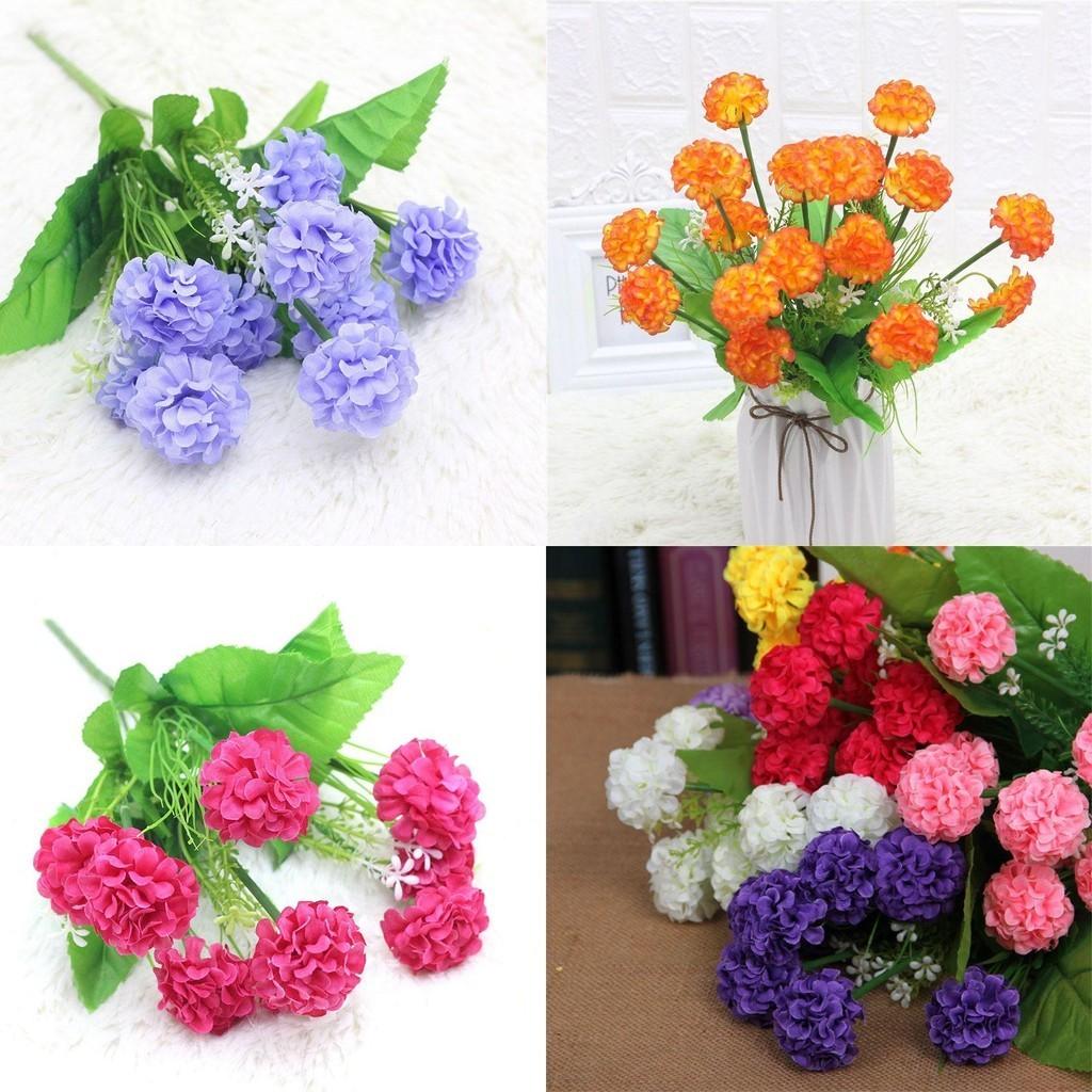 Elegant 9 Heads Artificial Carnation Silk Flowers Bouquet For Home And Wedding Decor