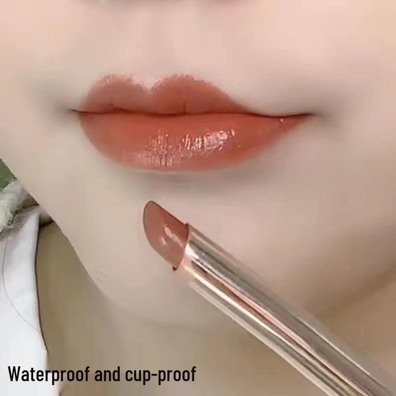 Cinnamon Milk Tea Waterproof Lip Gloss: Non-Fading, Moisturizing, Non-Stick, Long-Lasting, Brightening for Bare Skin.