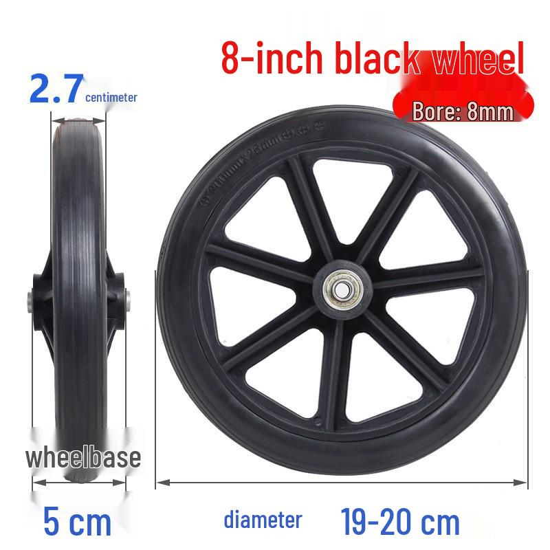 Universal Rollstuhl-Vorderradsatz Vollgummi mit Lagern & Schrauben in 6, 7, 8 Zoll