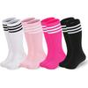 American Trends 4 Pairs Toddler Soccer Socks Kids Youth Baseball Sock Boys Girls Knee High Striped Socks Cotton Tube Sock