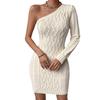2024 Herbst Europäisches & Amerikanisches Damen Off-Shoulder Slim-Fit Gestricktes Bodycon-Kleid