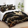 Comforter Comforter Set Queen Size Black Gold Pine And Crane Bedding Set 3D Vintage Chinoiserie Printing Bedding White Golden Bird Tree
