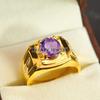 Amethyst Oval Cut With 925 Sterling Silver Gold Plated Ring For Men's #A676 JL375658847179