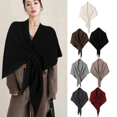 Damen Strickjacke Schal Frühling und Herbst Mode Elegant Einfarbig Dreieckstuch Retro Outdoor Freizeit Schal Cape Gestrickter Schal