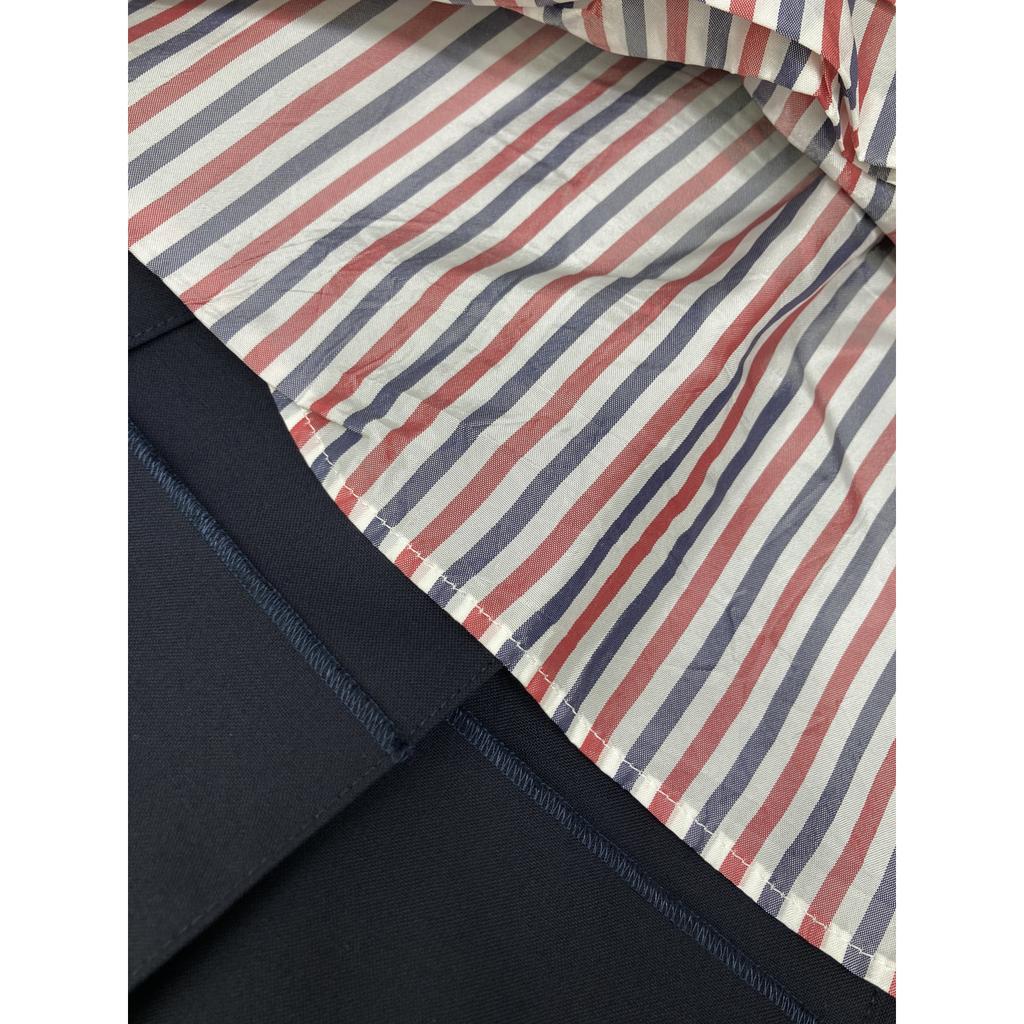 THOM BROWNE FGC402V-06146 Marineblau Uni Webware 4-Riegel Plissee Minirock Rock 38 Marineblau Gebraucht