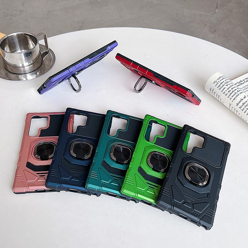 

Armored Shockproof Metal Ring Car Holder Phone Case for Samsung S24 Ultra S22 S21 S23 Ultra Plus FE A55 A35 A53 A54 A71 A51 A15 For Galaxy S21 Ultra синій