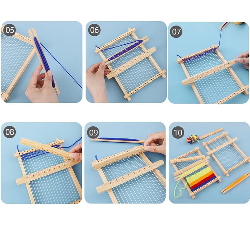 Children Wooden Diy Weave Loom Toys Set Pretend Play Hand Knitting Toys for Girls Household Knitting Machine Fine Motor Training