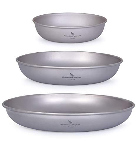 

Boundless Voyage Titanium Round Plates, Unbreakable, Rust-Resistant, Lightweight, Pure Titanium, Dishwasher Safe, Perfect for Home, Outdoors, and Camp