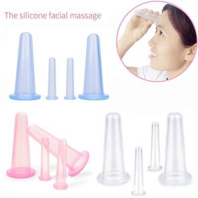 Dispositivo di coppettazione per coppette per massaggio facciale in silicone da 4 pezzi, set di coppette per il viso, coppe in silicone, viso e occhi
