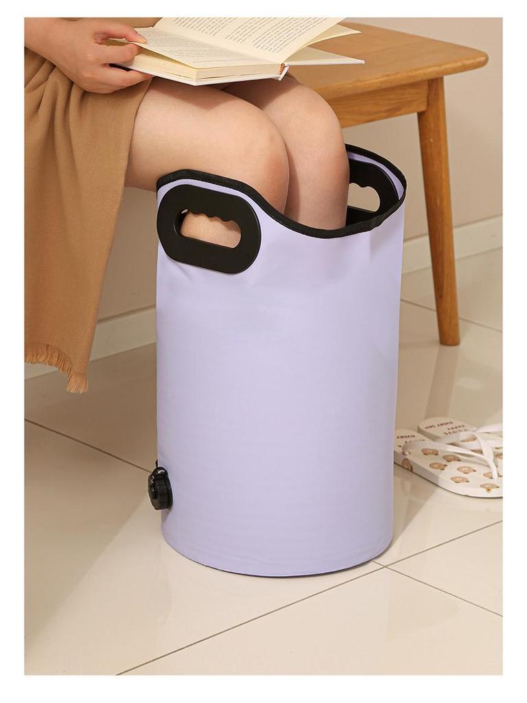 Portable Foldable Insulated Foot Bath Bucket - Deep, Thickened Design with Drainable Foot Soak Bag for Calf Coverage At Home
