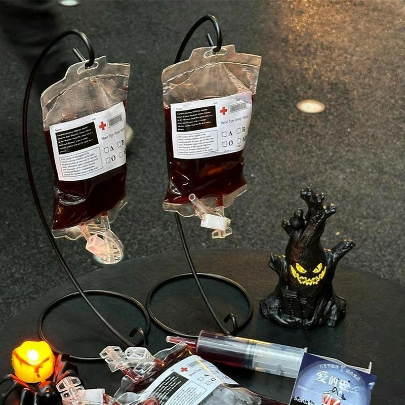Halloween Blood Bag Set Creative Cocktail Cups Edible Blood Bag Juice Bags Drink Decoration Bags Party Halloween Tools