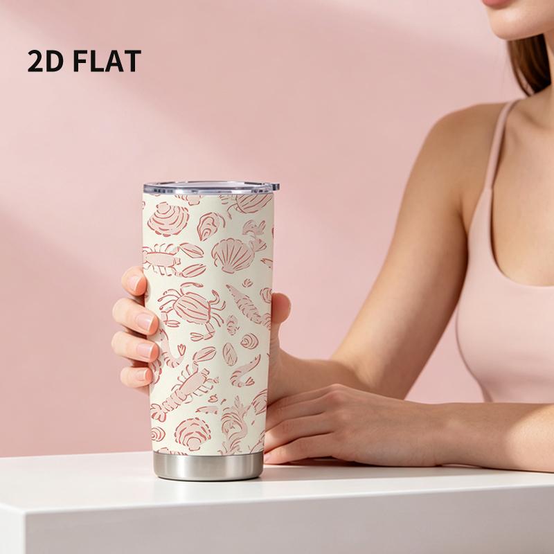 591ml Car Tumbler Seafood Shell Element Straw Cup 20oz tumbler insulated travel cup straight tumbler tumbler with lid