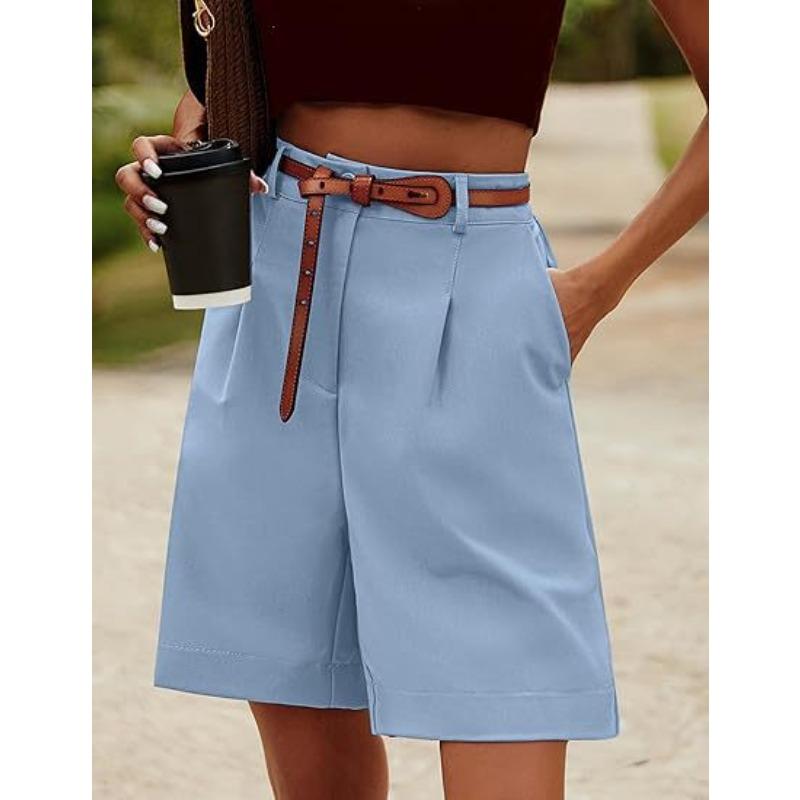 Casual Elastic Waist Wide-leg Shorts Summer Women's Shorts with Pockets