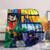 1PC Teen Titans Print FlAannel Blanket, High quality Comfortable for All Seasons, Home Decor, Warmth and Comfort