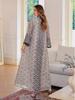 Elegant Middle Eastern Embroidered Long-Sleeve Abaya Evening Dress