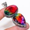 Natural Ammolite Gemstone 925 Sterling Silver Jewelry Pendant 2.84" AP-14344