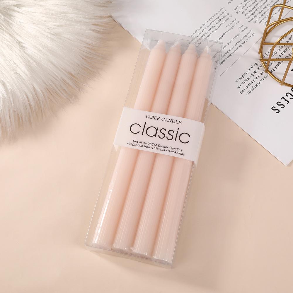 25cm Europäischer Macaron Vertikales Muster Langer Stab Kerze Kreatives Kerzenlicht Abendessen Westliches Restaurant Bunte Hochzeitsstab Wachs