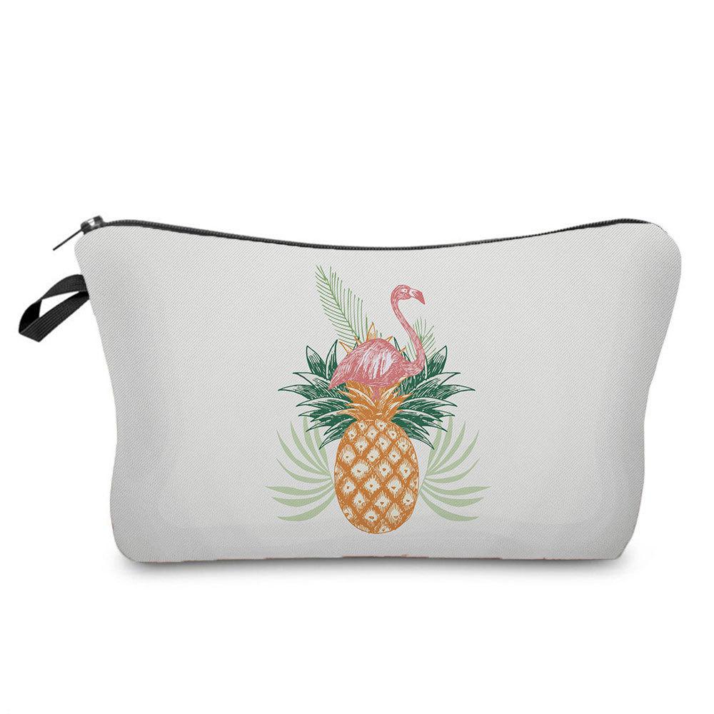 Women Flamingo Print Cosmetic Bag Toiletries Organize Travel Storage Case 6364 CLE
