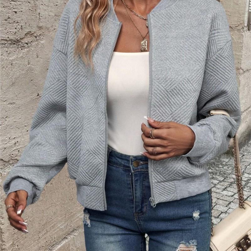 Nové v kabátech a bundách 2025 jarní móda Jednobarevné bundy na zip Baseballový límec Ležérní bunda dojíždění dámské kabáty