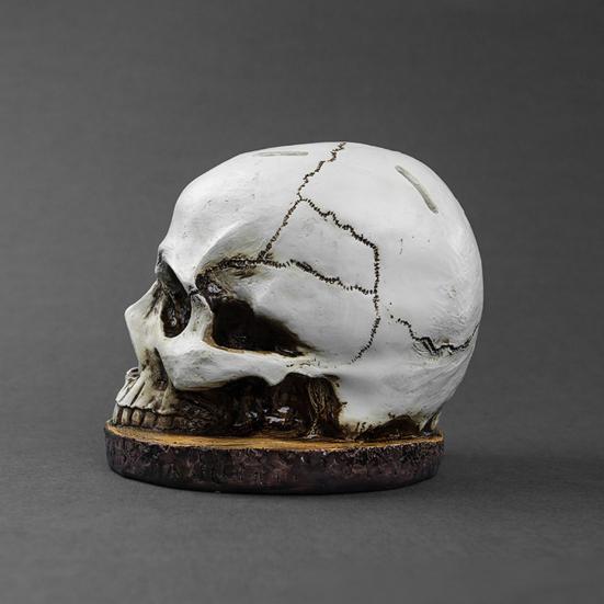 Totenkopf Messerhalter, Gruseliger Skelettkopf Messerständer mit 7 Schlitzen, Halloween Horror Messerhalter für Gothic Küchenarbeitsplatten-Dekoration