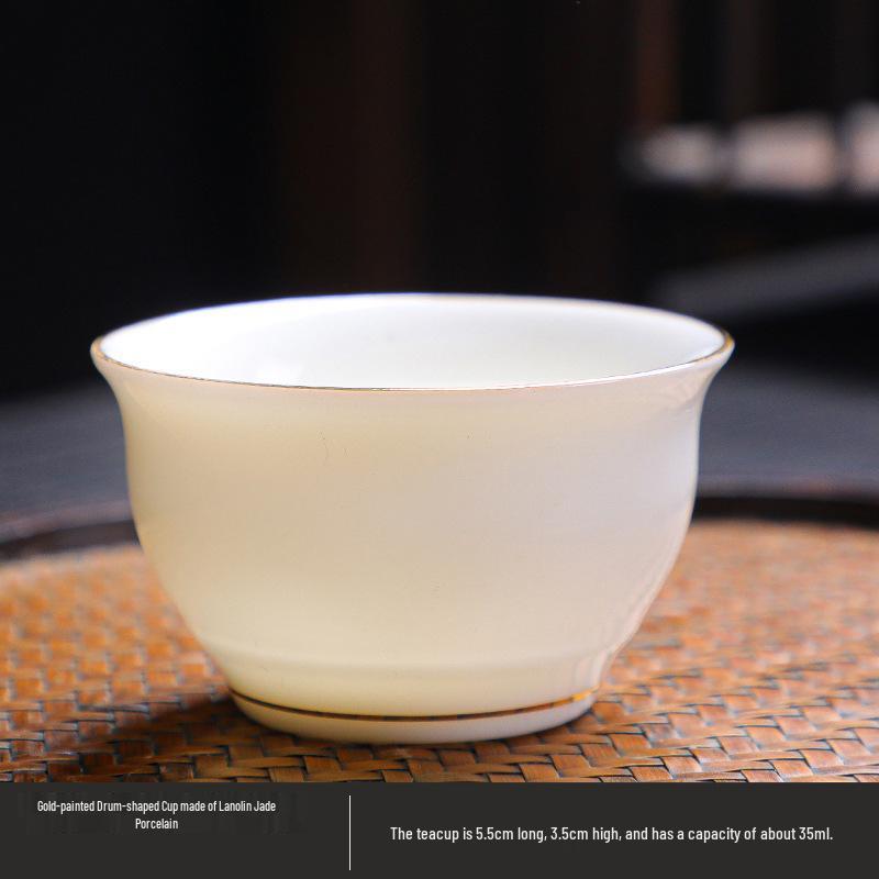 Jade Kung Fu Tea Set: Sheep Fat Dehua White Porcelain Small Tea Tasting Cups - Ideal Gift for Tea Lovers