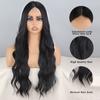 LISI HAIR Women Natural Black Wavy Wig Without Bangs Synthetic Fiber Natural Wavy Lace Front Wig Cosplay Daily Wear
