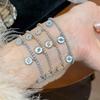 Luxury Vintage Devil's Eye Bracelet Devil's Eye Imitation Shell Rhinestone Devil's Eye Bangle Aesthetic Copper Zircon