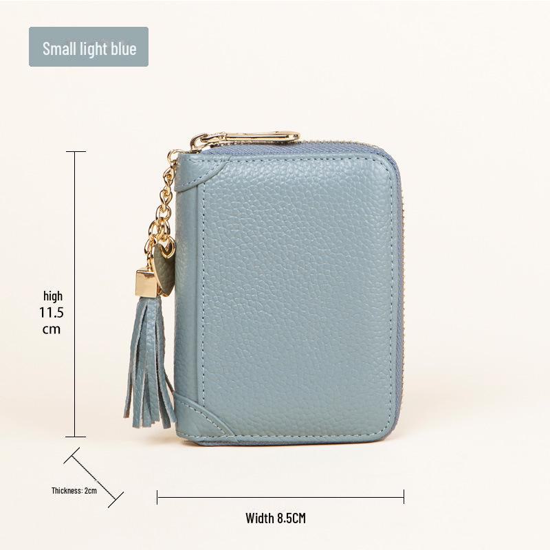 

Женский держатель карт из коровьей кожи с RFID-блокировкой, застежкой-молнией и защитой от размагничивания для кредитных карт и водительских прав