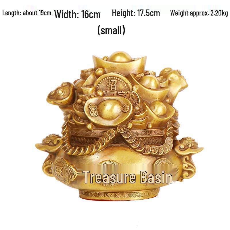 Copper Treasure Basin Ornament - Living Room Décor with Money Ingots