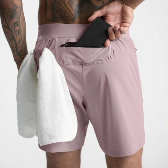 Sports Shorts Solid Color Loose Drawstring Summer Quick Dry Zipper Pockets Shorts for Fitness
