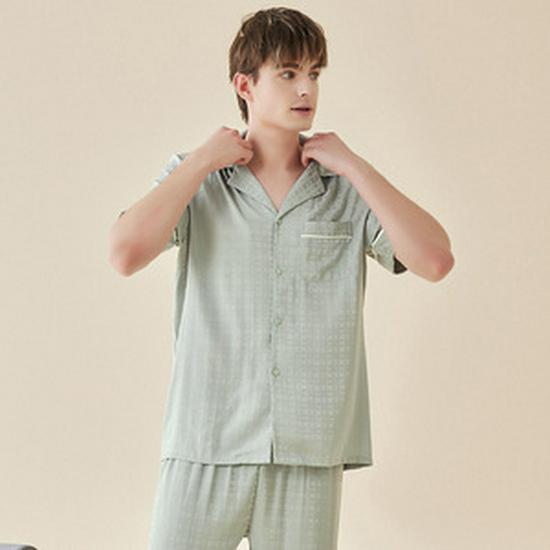 Clearance: Spring/Summer Ice Silk Pajama Set for Couples - Women's Imitation Silk