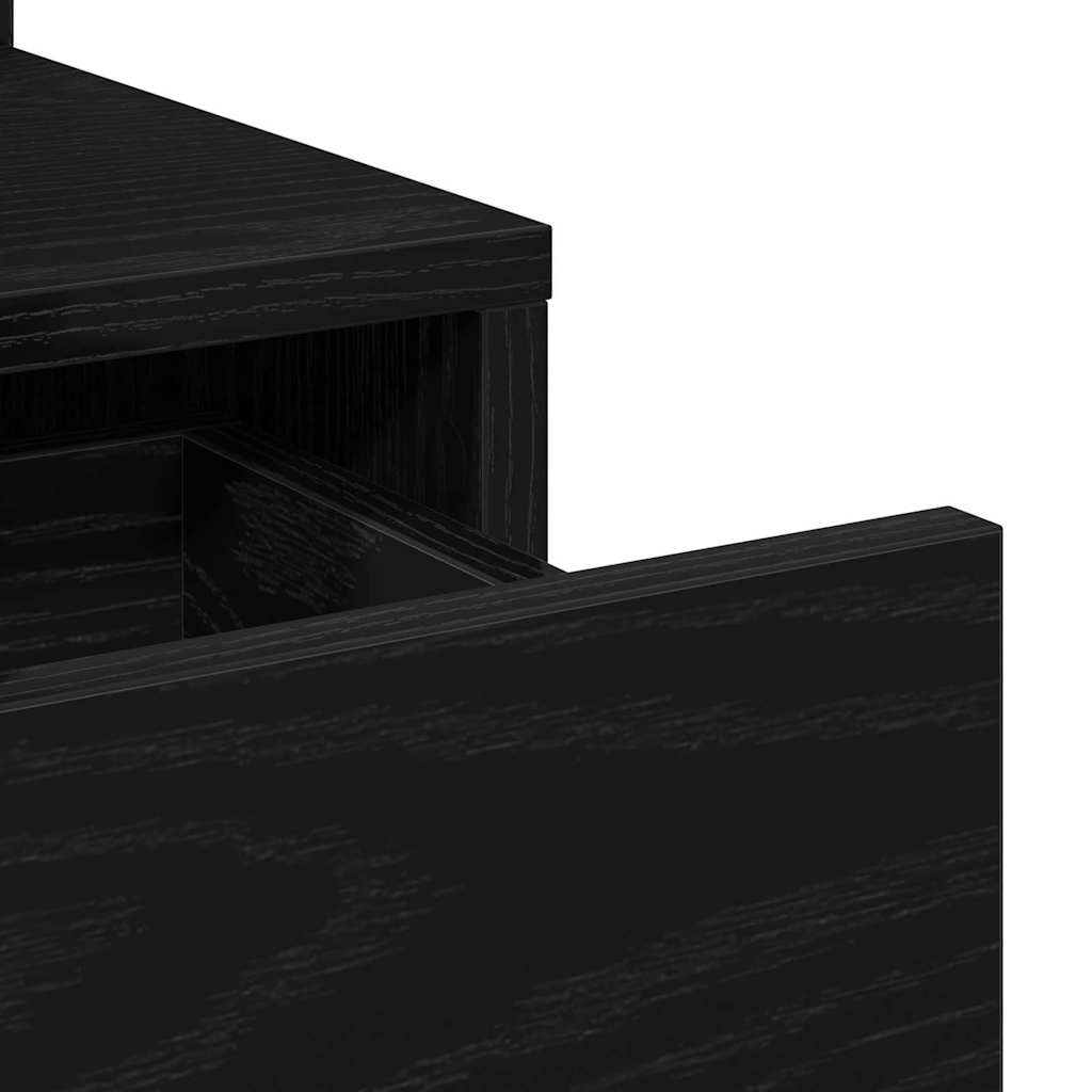 Makeup Table with Shelf Black Oak Look 80 x 35 x 132 cm
