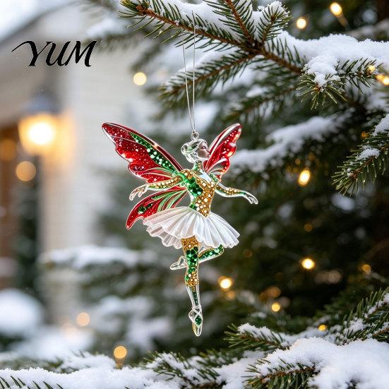 Hanging Ornaments for Trees 2Pcs Glitter Ballet Girl Keychain, 2D Acrylic Pendant Bag Backpack, Sparkling Durable Crafts Dancer Car Rearview