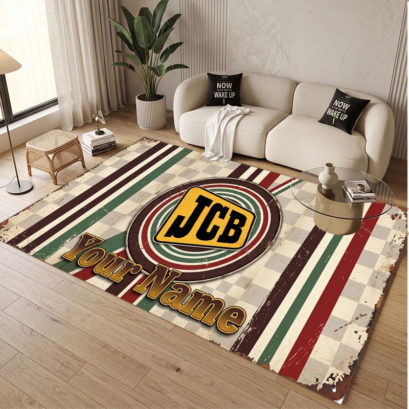 Custom Rug JCB Pattern Print Name Text Soft Non‑Slip Floor Carpet for Home Indoor Decoration