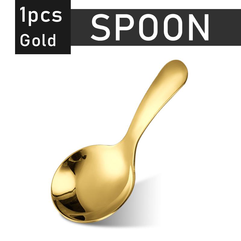 Silber/Golden Edelstahl Kurzen Griff Löffel Gabeln Suppe Löffel Gewürze Löffel Dessert Löffel Tee Kaffee Löffel
