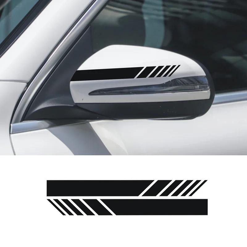 1set Car Sticker Fashion Black Stripe Car Sticker Racing Strips Side Rear View Mirror Decor Decal Car Universal