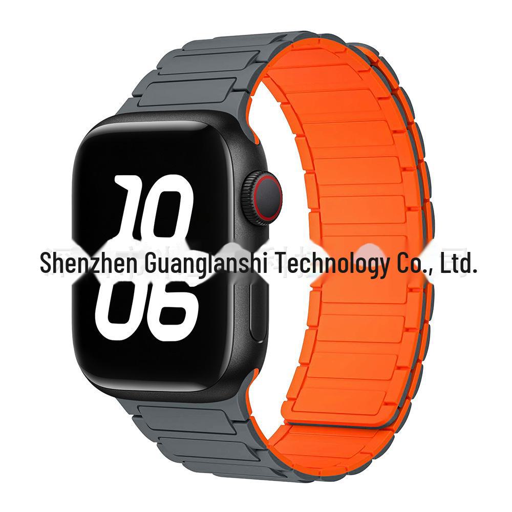 „Curea de culoare contrastantă din silicon magnetic S9 pentru Apple Watch Series 5-9”