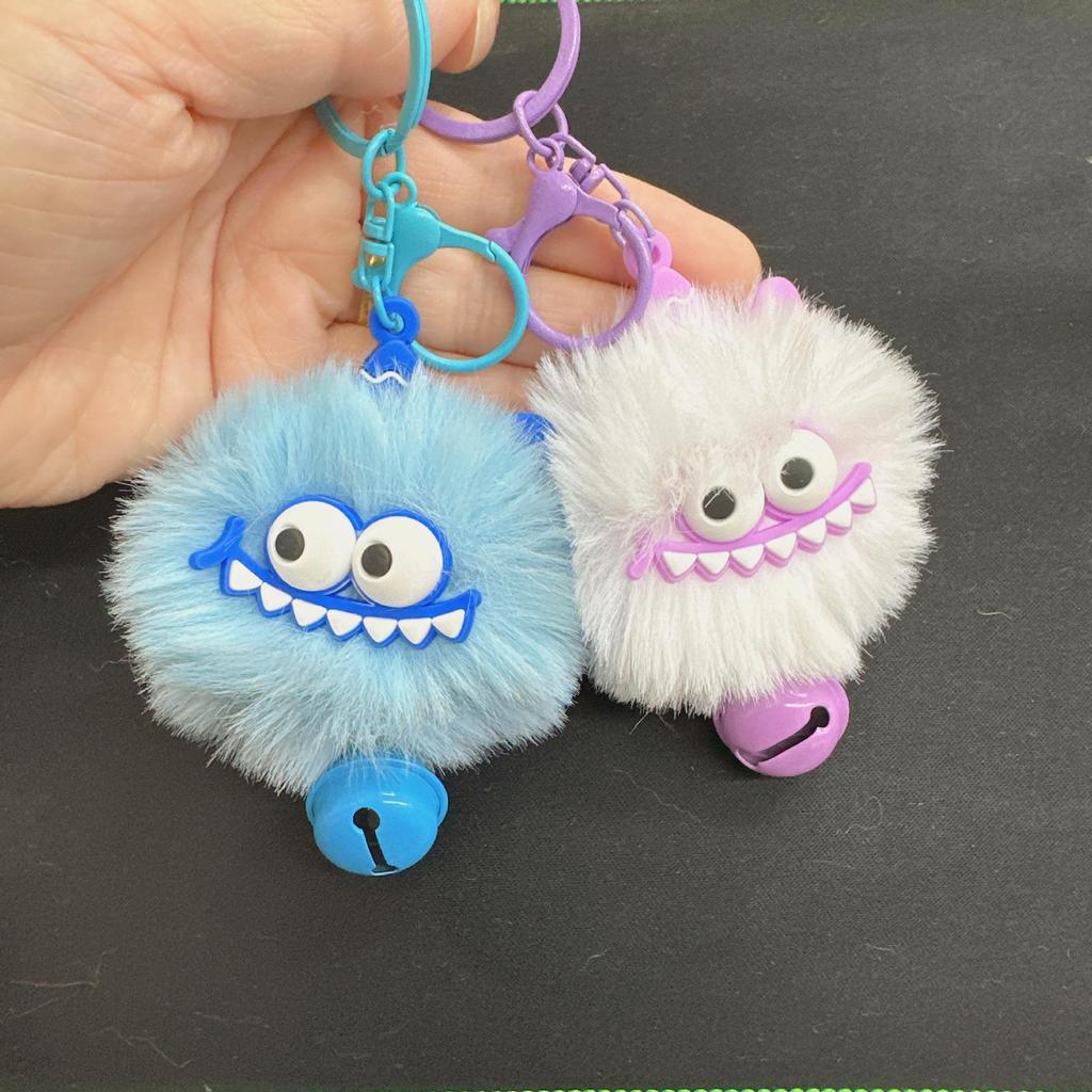 Brelok Mały Potwór Dinozaur: Uroczy Pluszowy Królik Rex z Futra z Dzwoneczkiem - Akcesorium do Torebki i Telefonu