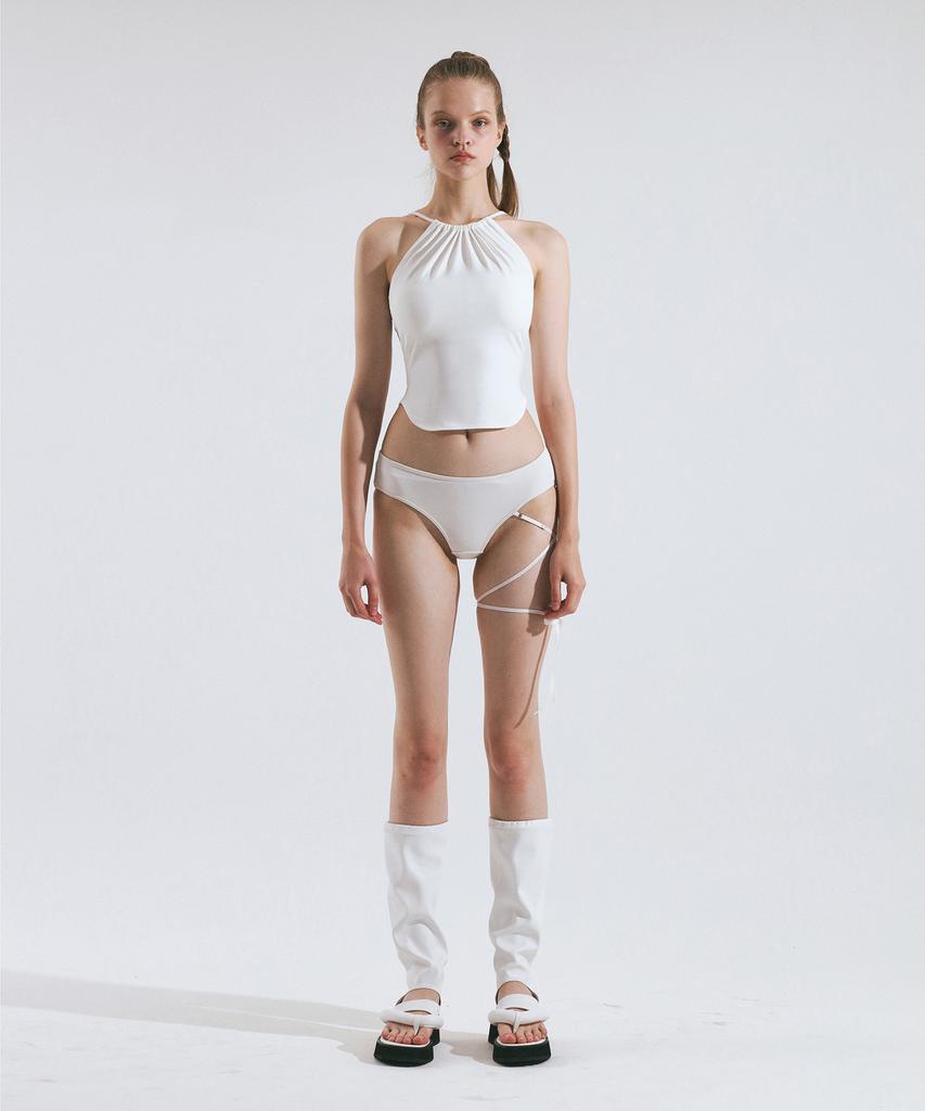 VINAJ Shirred Halter Neck Bikini Bra (White)