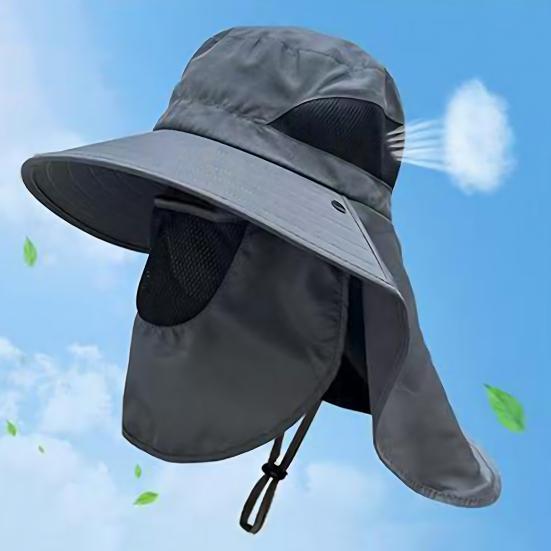 Lightweight Summer Hat Breathable Mesh Bucket Hat 360-Degree Sunshade Fisherman with Detachable Face
