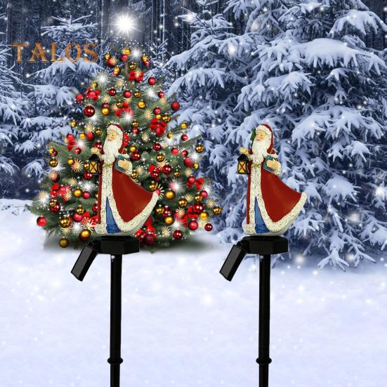 Santa Claus Solar Lights Resin Santa Figurine Waterproof Christmas Stake Light Outdoor Decor Statue Landscape LED Light for Home Yard Lawn