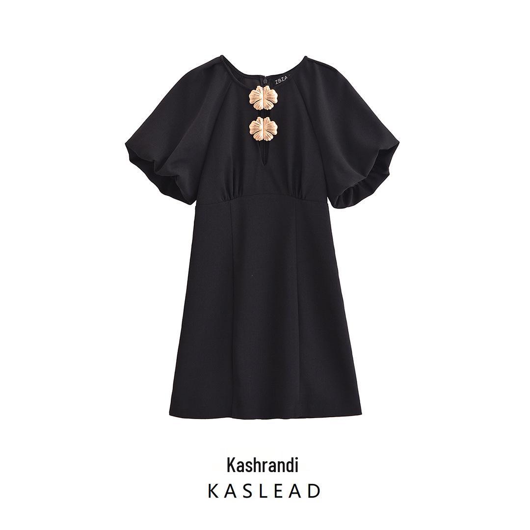

2025 Spring Women s European & American Style Short Sleeve Embellished Dress M