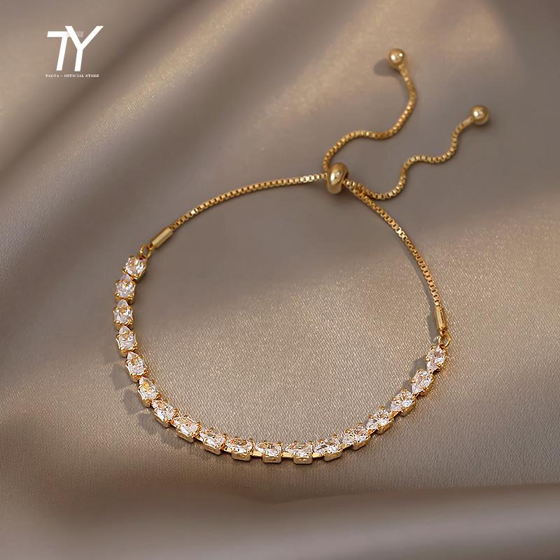 

Luxury Premium Zircon Pull Adjustable Charm Bracelets For Woman 2026 Korean Fashion Jewelry Wedding Party Girl s Simple Bracelet